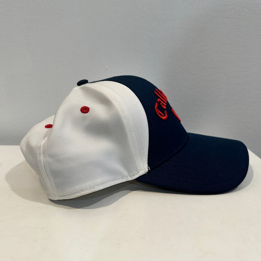 Callaway Hat Men's Adjustable Navy Brim White Panel Red Logo Golf Snapback Hat - Picture 5 of 11